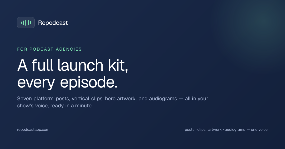 RePodCast: Podcast Content at Scale. — official preview image